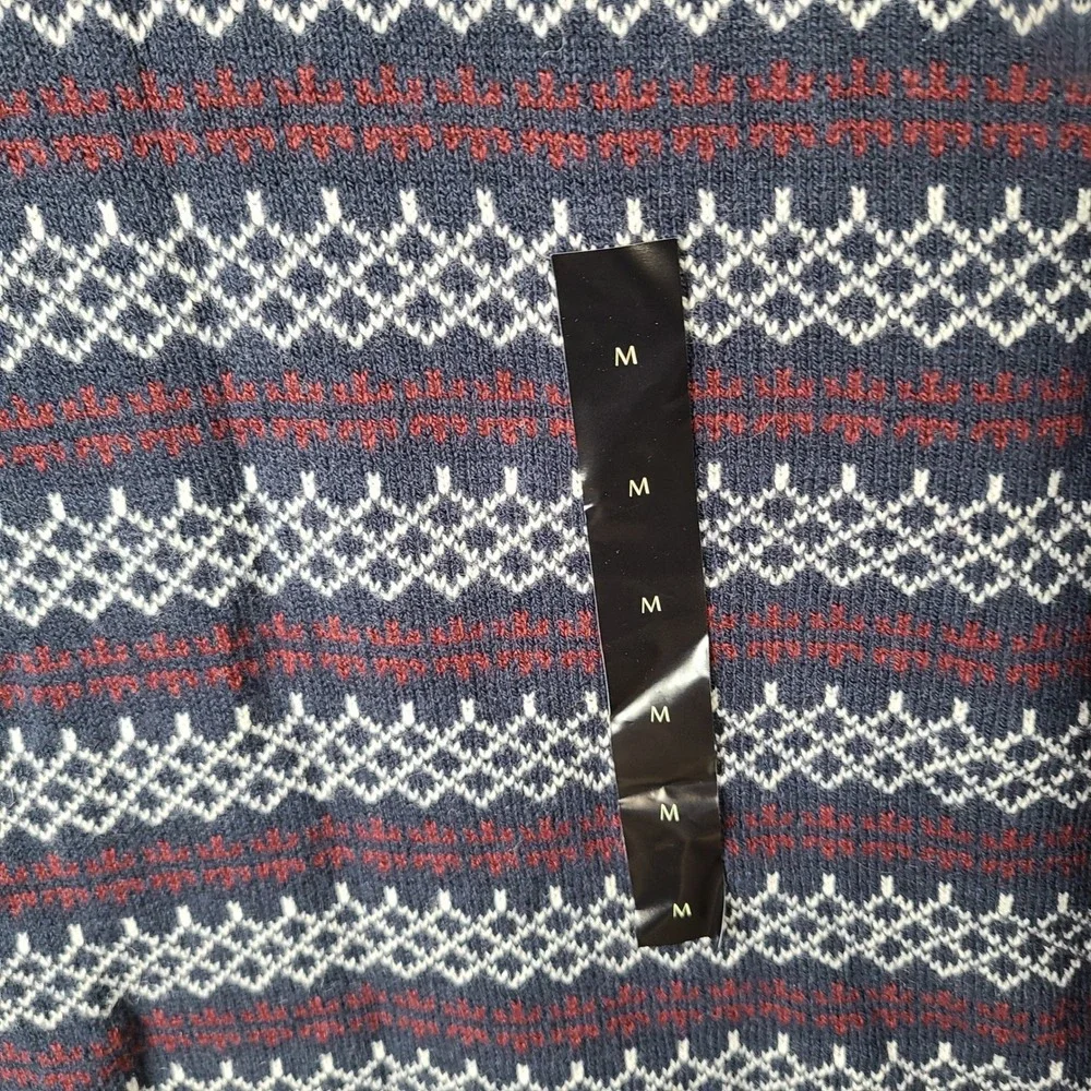 Banana Republic Sweater Mens M Blue Red Fair Isle Crew Neck Cotton Wool NEW